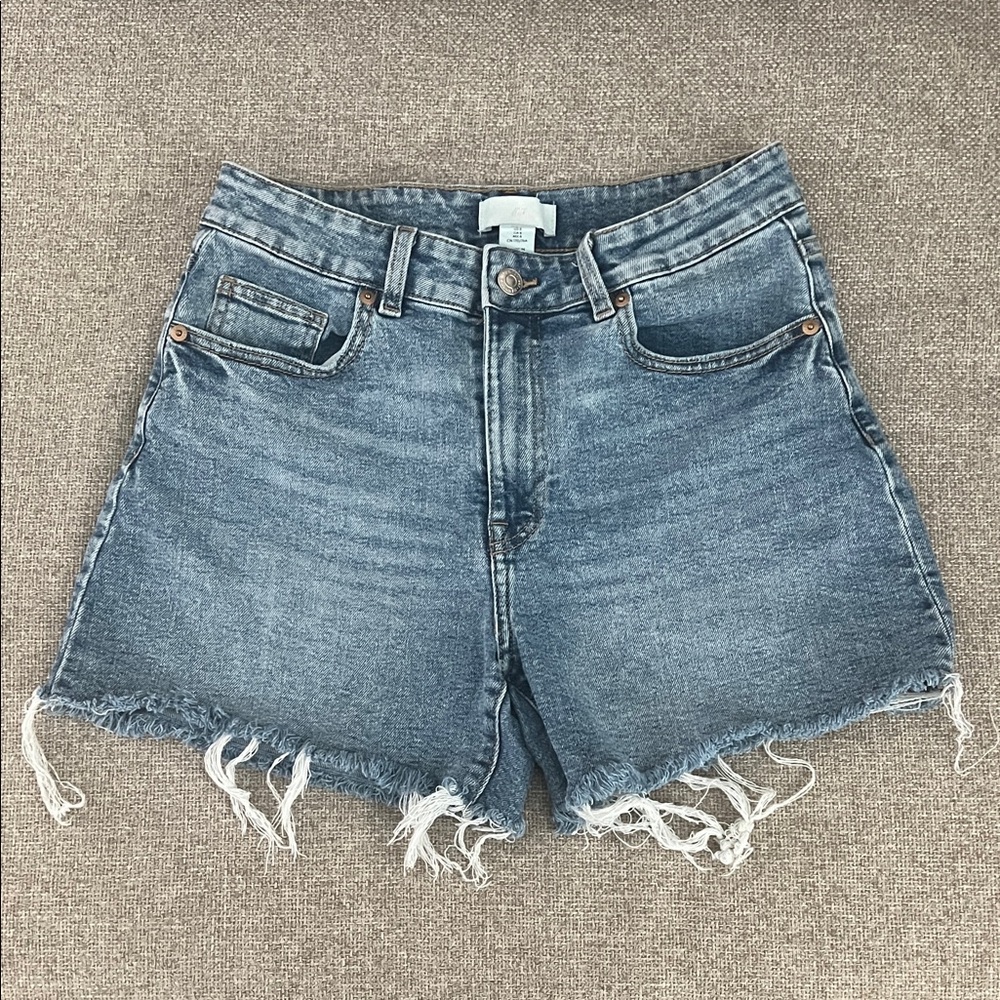 H&M Blue Frayed Jean Shorts